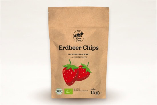 Bio Erdbeer Chips von Kleine Farm, gefriergetrocknet, 15g.